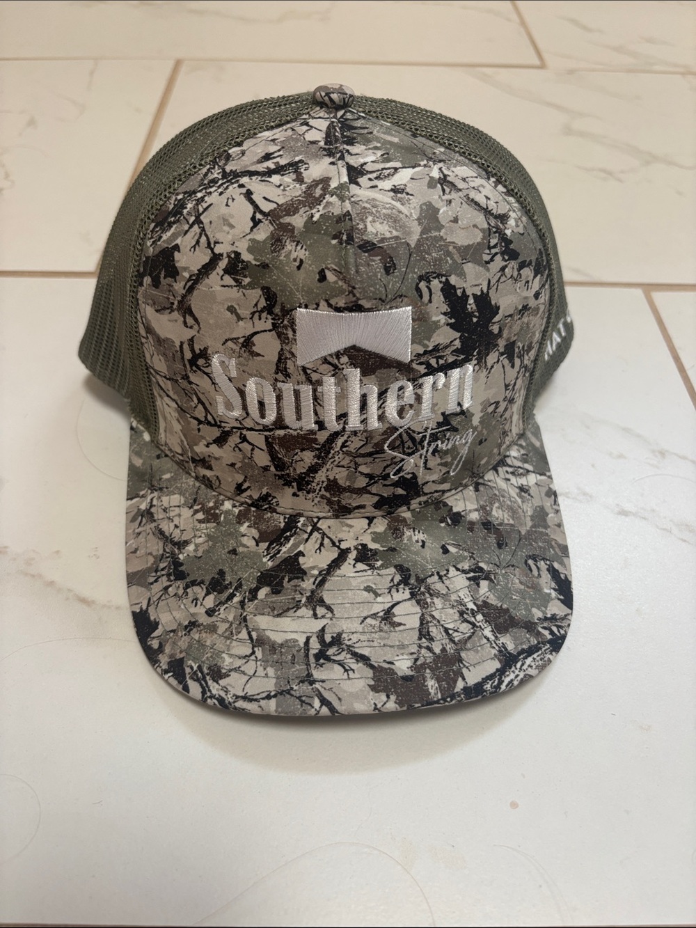 January’s Southern String Camo Mesh Trucker Hat - Green/Gray/Black